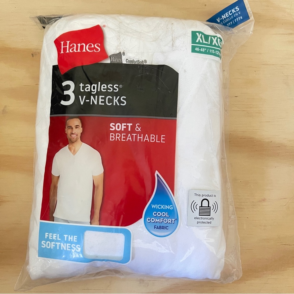 Hanes White Tagless V-Necks 3-Pack